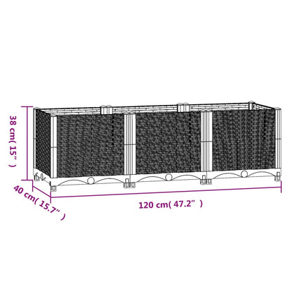 Fioriera Rialzata 120x40x38 cm in Polipropilene - homemem39