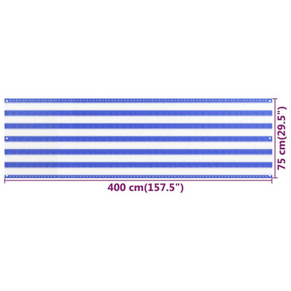 Paravento da Balcone Blu e Bianco 75x400 cm in HDPE - homemem39