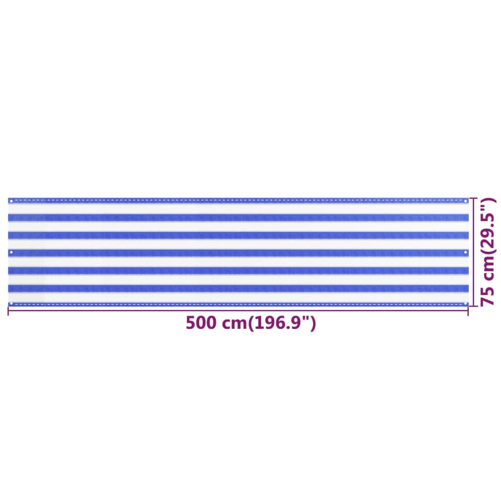 Paravento da Balcone Blu e Bianco 75x500 cm in HDPE - homemem39