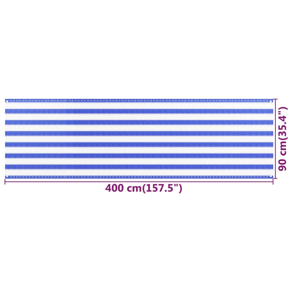 Paravento da Balcone Blu e Bianco 90x400 cm in HDPE - homemem39