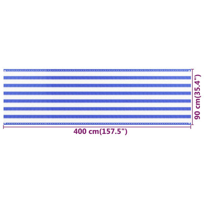 Paravento da Balcone Blu e Bianco 90x400 cm in HDPE - homemem39