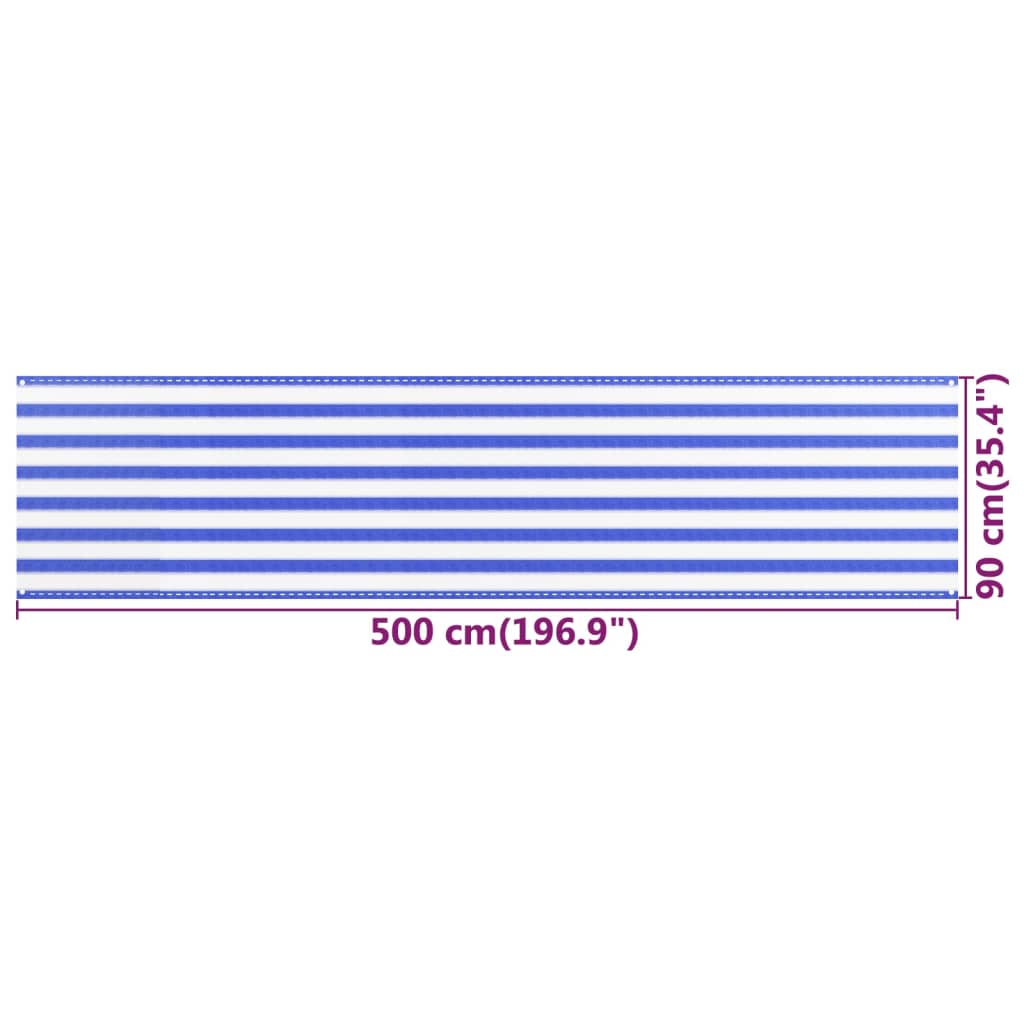 Paravento da Balcone Blu e Bianco 90x500 cm in HDPE - homemem39