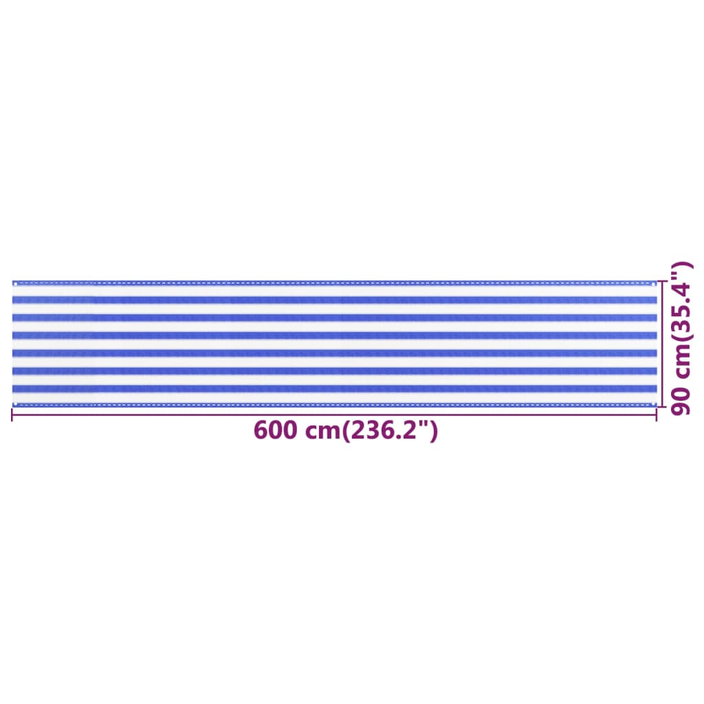 Paravento da Balcone Blu e Bianco 90x600 cm in HDPE - homemem39