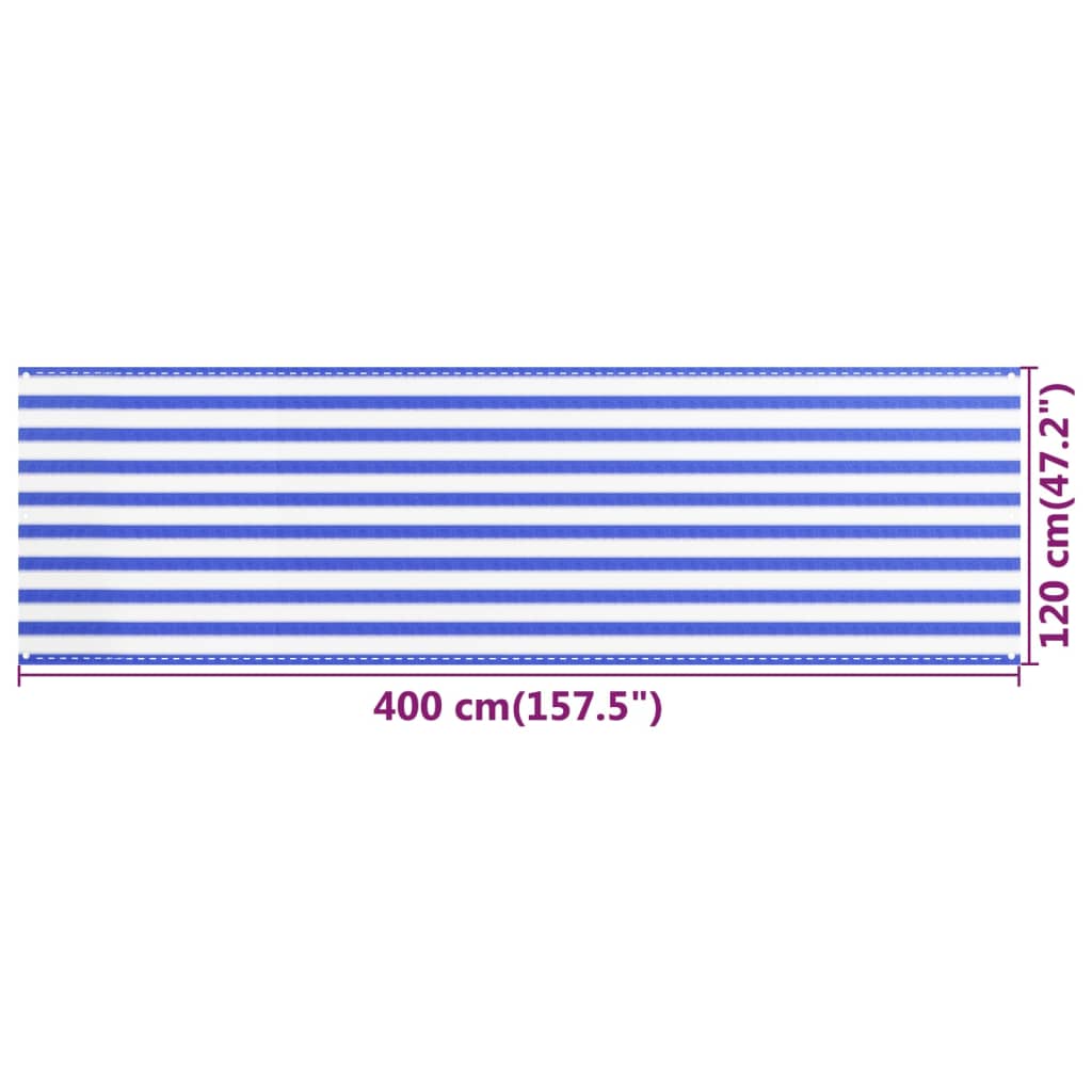 Paravento da Balcone Blu e Bianco 120x400 cm in HDPE - homemem39