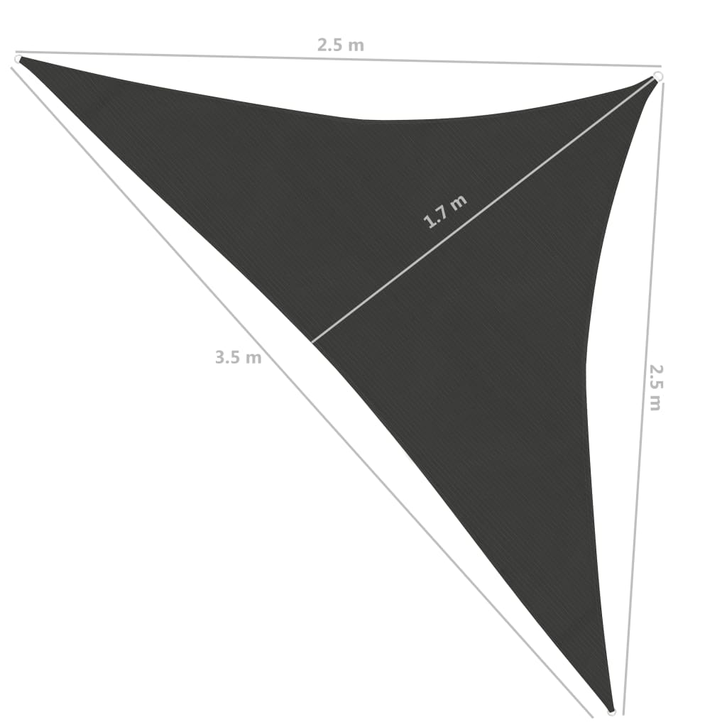 Vela Parasole 160 g/m² Antracite 2,5x2,5x3,5 m in HDPE - homemem39