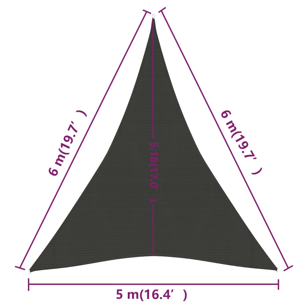 Vela Parasole 160 g/m² Antracite 5x6x6 m in HDPE - homemem39