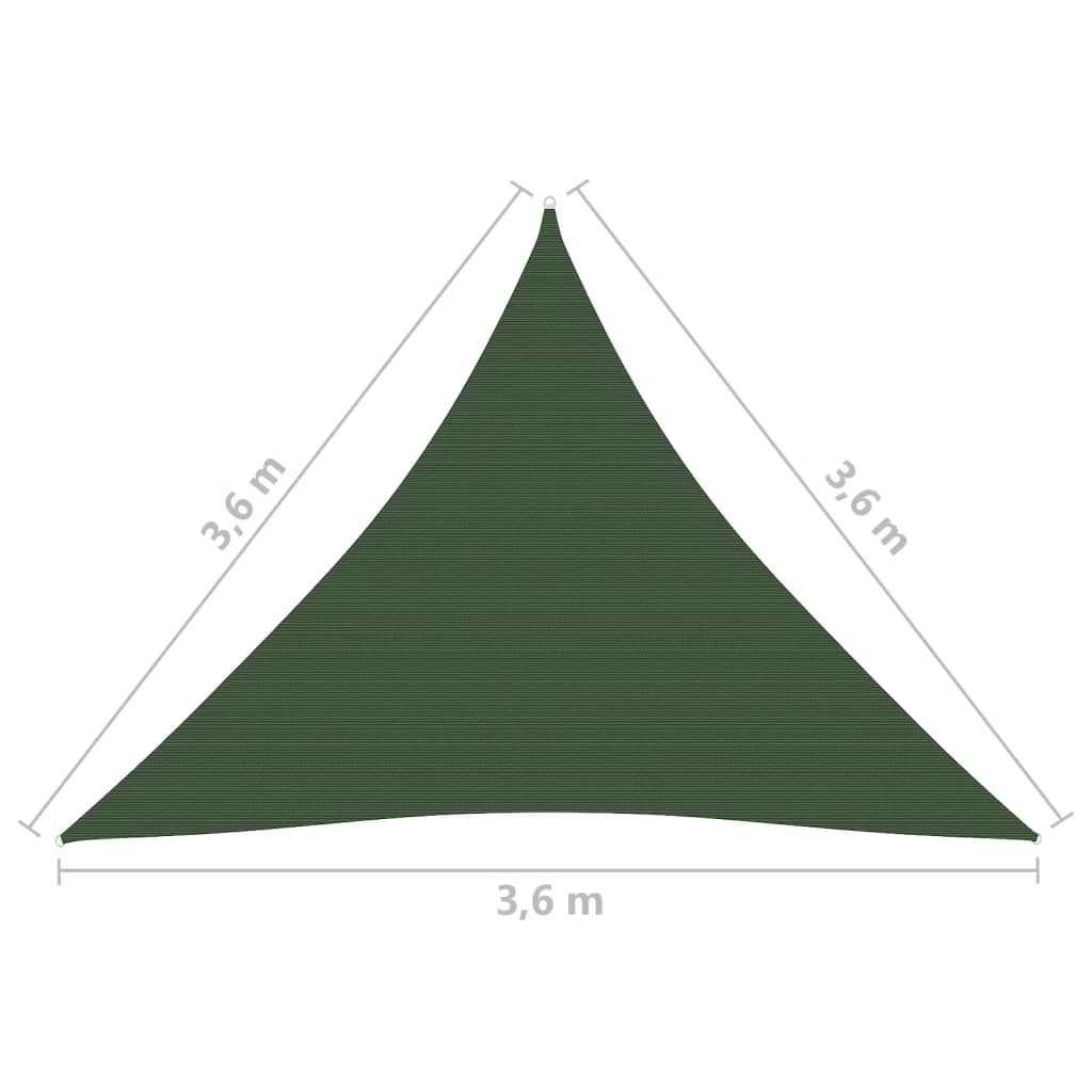 Vela Parasole 160 g/m² Verde Scuro 3,6x3,6x3,6 m in HDPE - homemem39