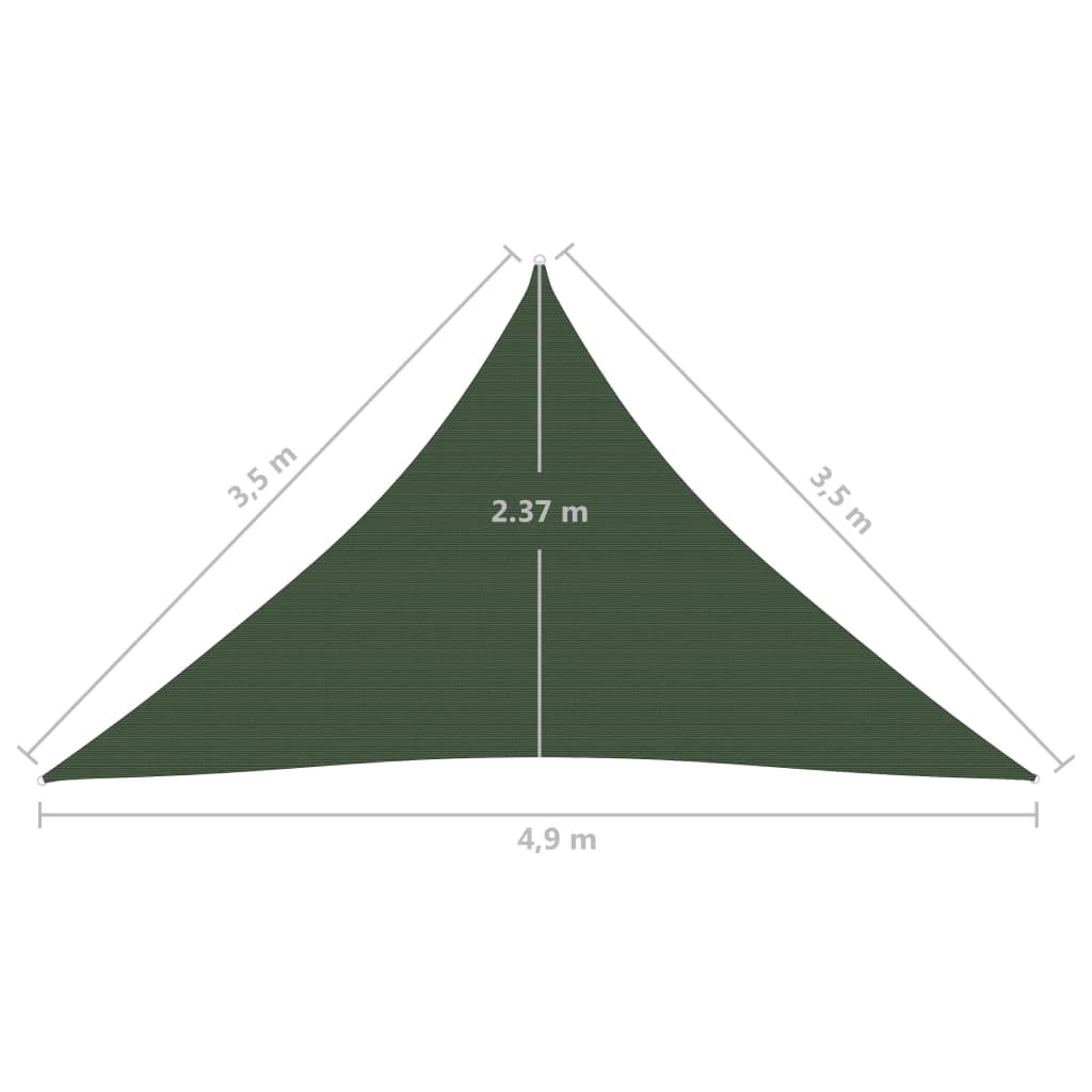 Vela Parasole 160 g/m² Verde Scuro 3,5x3,5x4,9 m in HDPE - homemem39