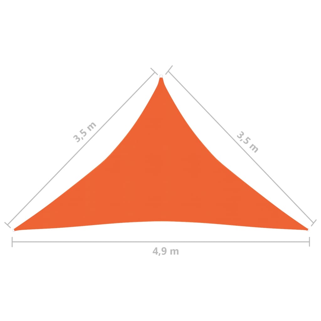 Vela Parasole 160 g/m² Arancione 3,5x3,5x4,9 m in HDPE - homemem39