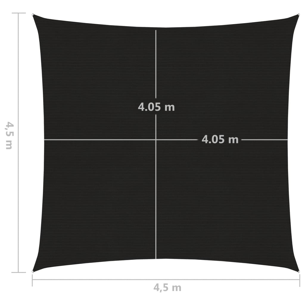 Vela Parasole 160 g/m² Nera 4,5x4,5 m in HDPE - homemem39