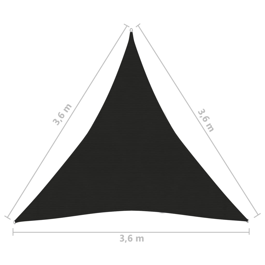 Vela Parasole 160 g/m² Nera 3,6x3,6x3,6 m in HDPE - homemem39