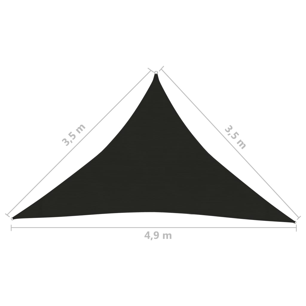 Vela Parasole 160 g/m² Nera 3,5x3,5x4,9 m in HDPE - homemem39