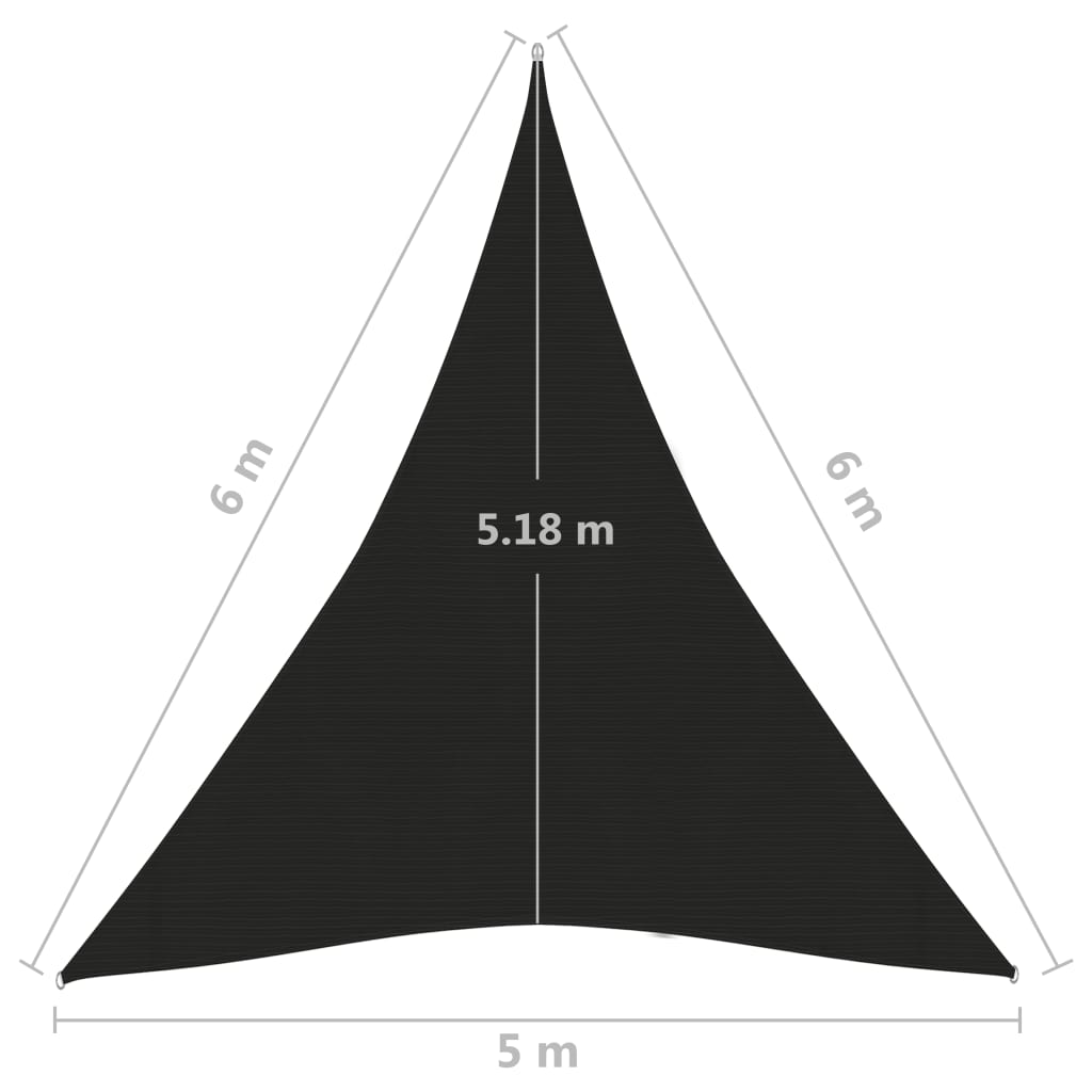 Vela Parasole 160 g/m² Nera 5x6x6 m in HDPE - homemem39