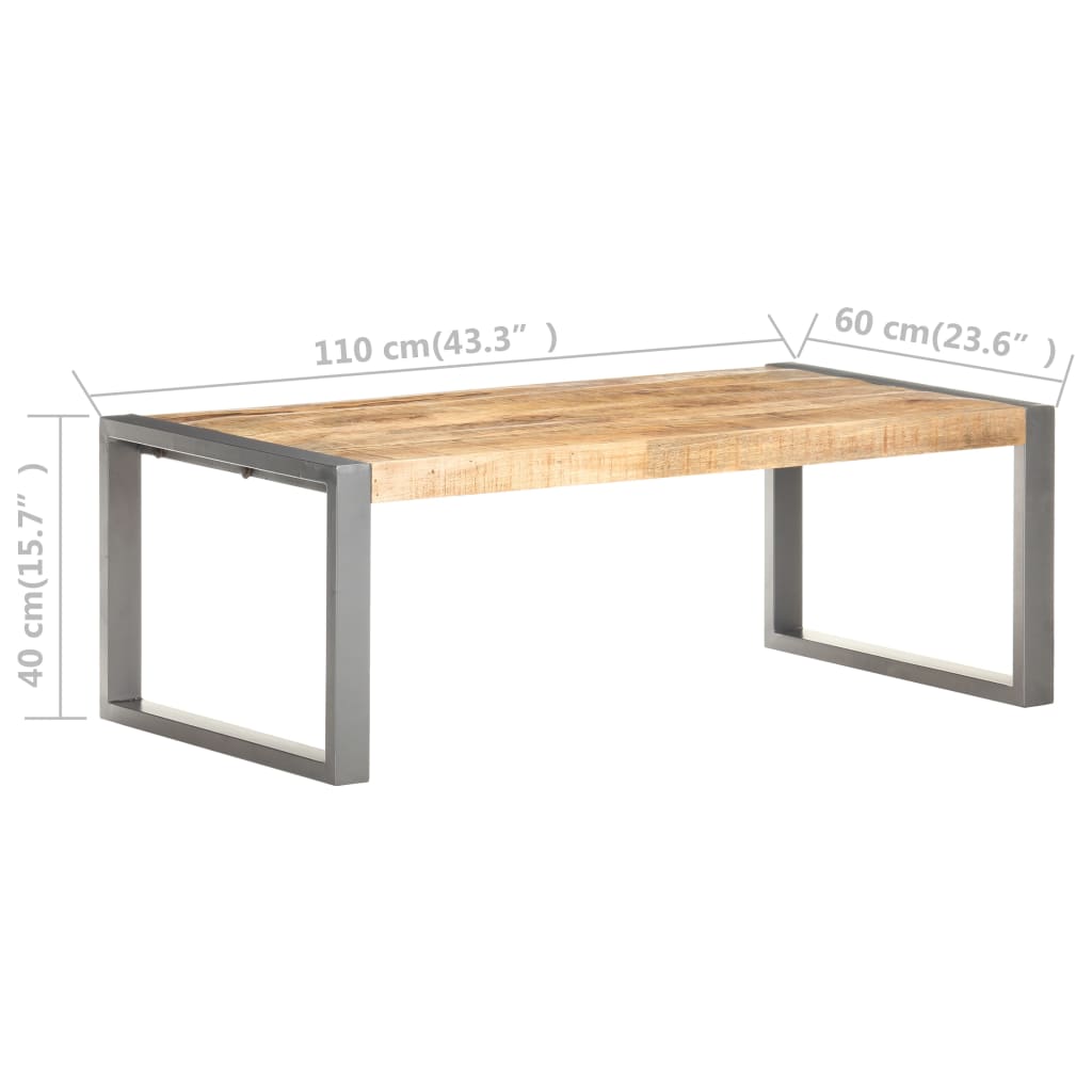 Tavolino da Salotto 110x60x40 cm in Legno di Mango Grezzo - homemem39