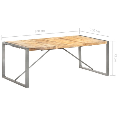 Tavolo da Pranzo 200x100x75cm in Legno Massello di Mango Grezzo - homemem39