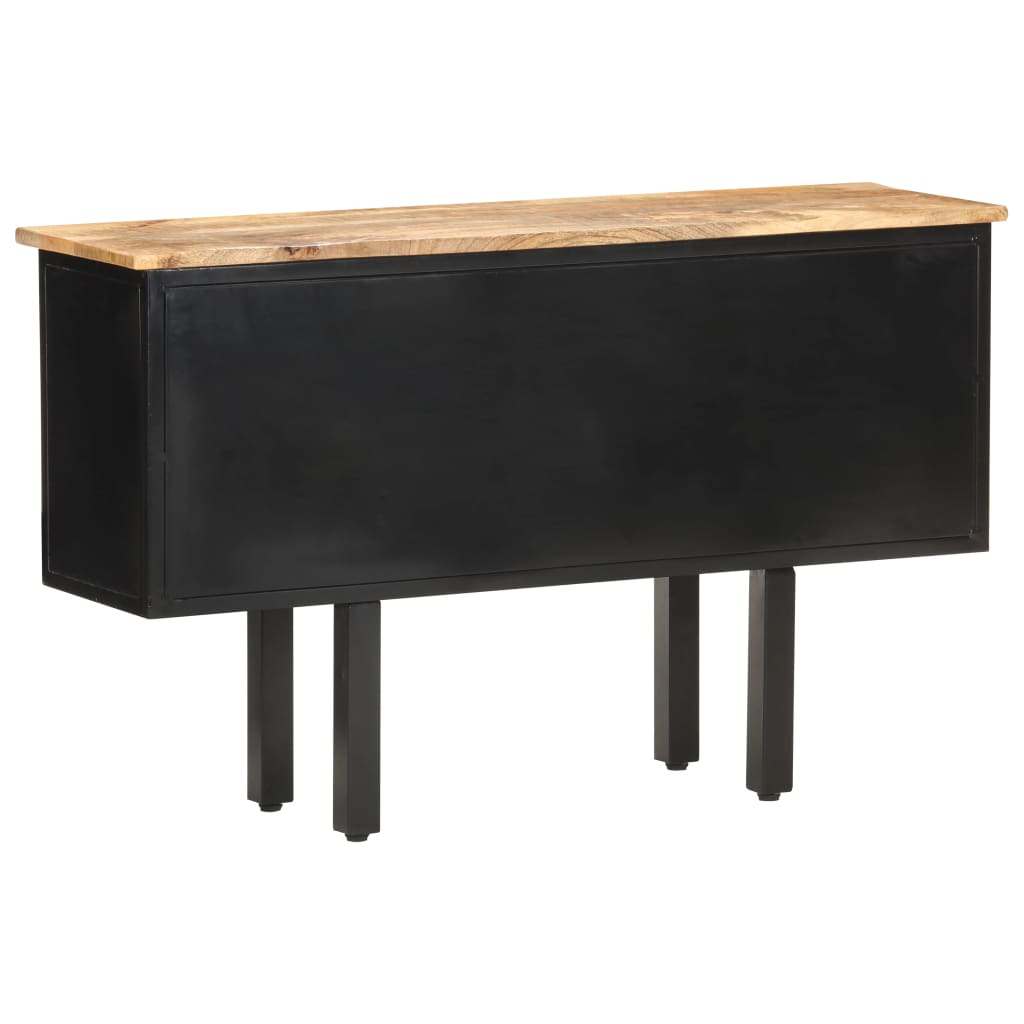 Credenza 110x30x65 cm in Massello di Mango Grezzo e Acciaio - homemem39