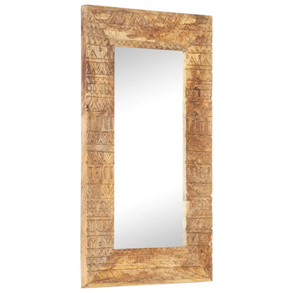Specchio Intagliato a Mano Bianco 80x50x2,5cm in Legno di Mango - homemem39