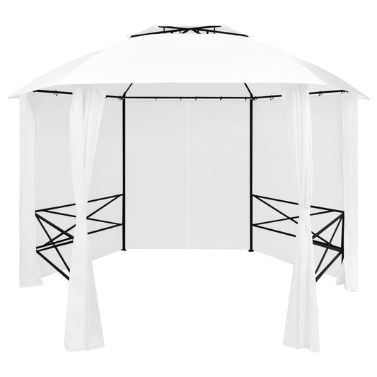 Gazebo da Giardino con Tende 360x312x265 cm Bianco 180 g/m² - homemem39