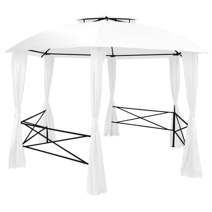 Gazebo da Giardino con Tende 360x312x265 cm Bianco 180 g/m² - homemem39