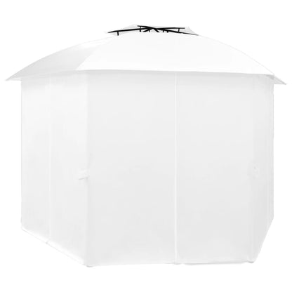 Gazebo da Giardino con Tende 360x312x265 cm Bianco 180 g/m² - homemem39