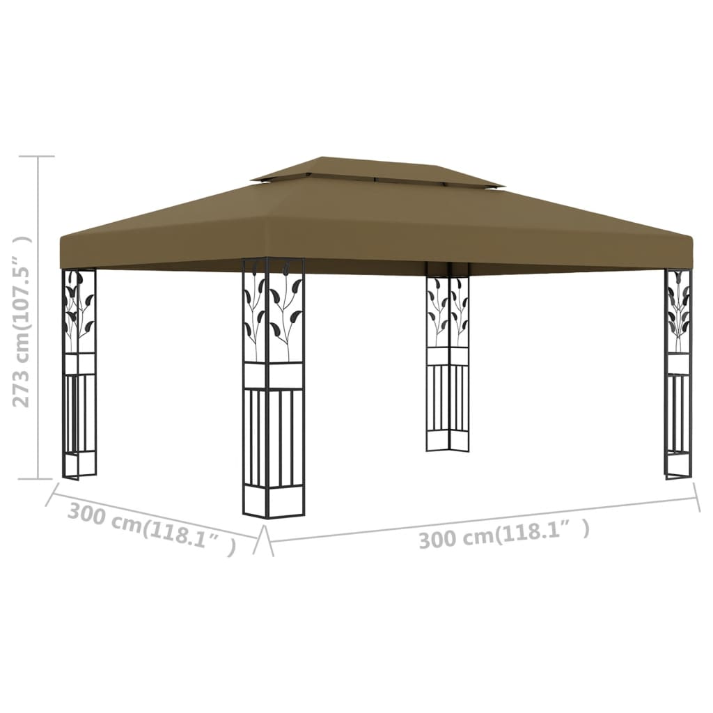 Gazebo con Tetto Doppio 3x4 m Grigio Talpa 180 g/m² - homemem39