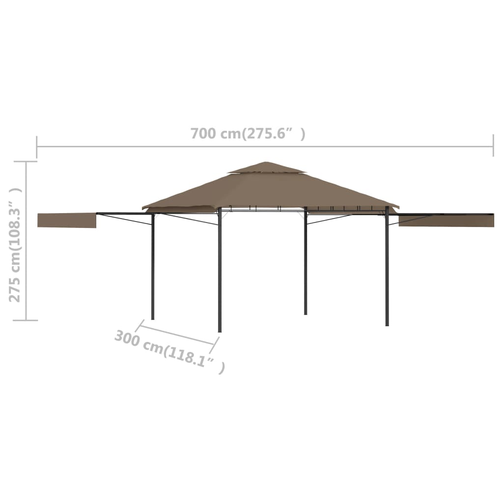 vidaXL Gazebo Tetto Doppio Estendibile 3x3x2,75m Grigio Talpa 180g/m² - homemem39