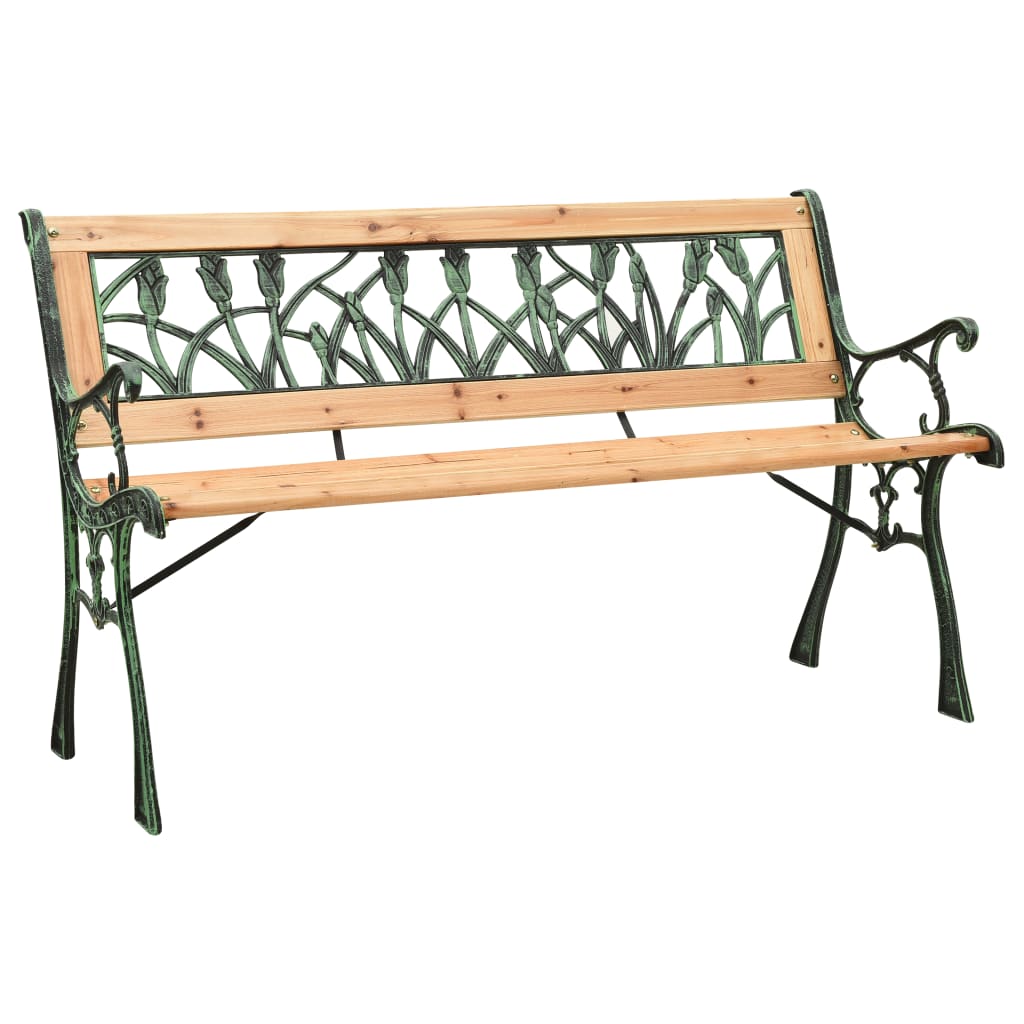 Panchina da Giardino 122 cm in Ghisa e Legno Massello di Abete - homemem39