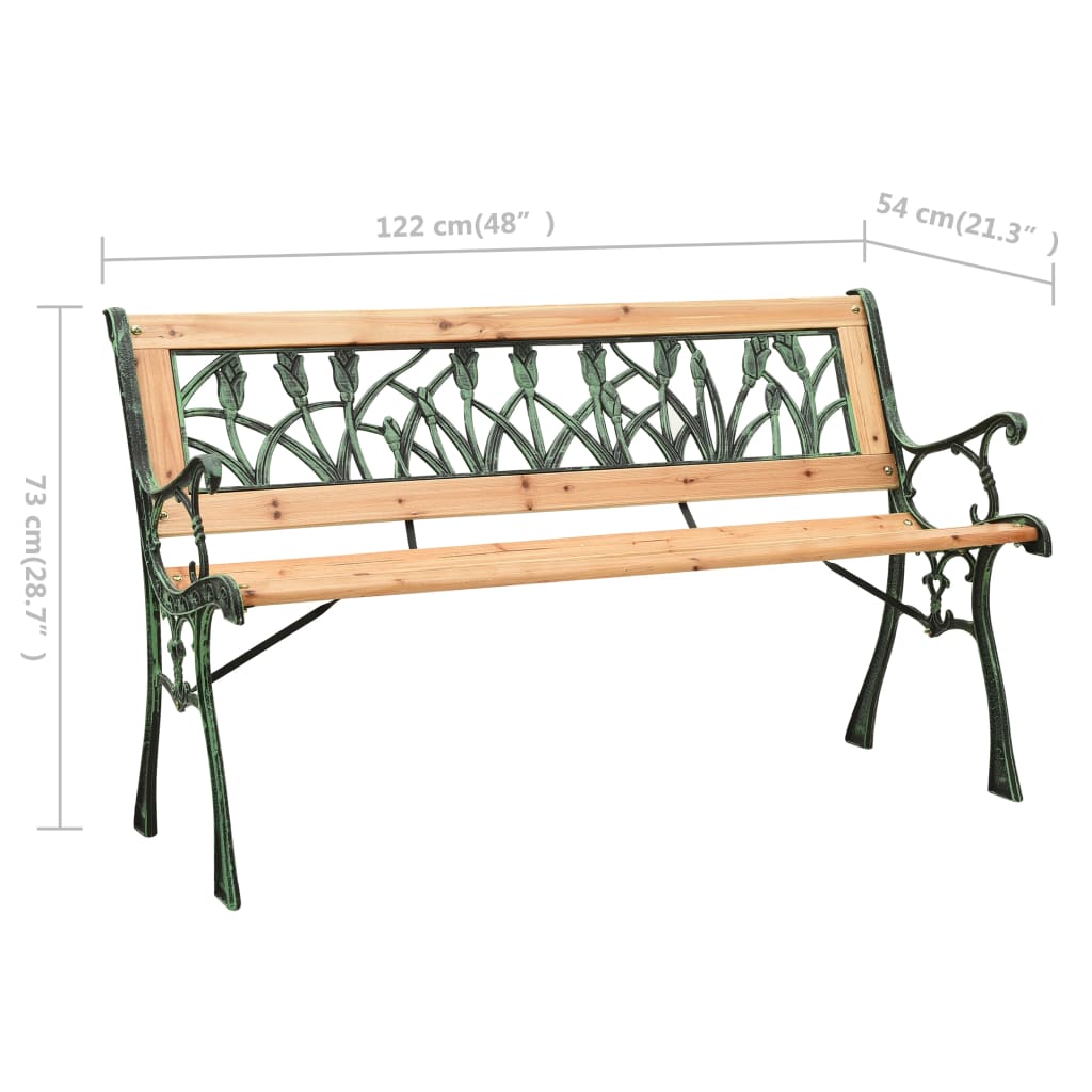 Panchina da Giardino 122 cm in Ghisa e Legno Massello di Abete - homemem39