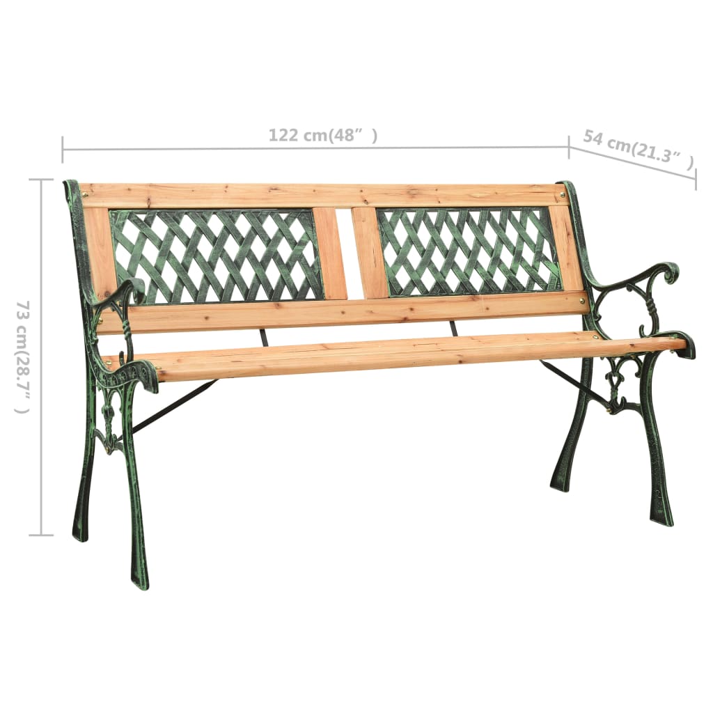 Panchina da Giardino 122 cm in Ghisa e Legno Massello di Abete - homemem39