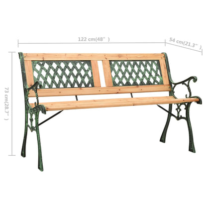 Panchina da Giardino 122 cm in Ghisa e Legno Massello di Abete - homemem39