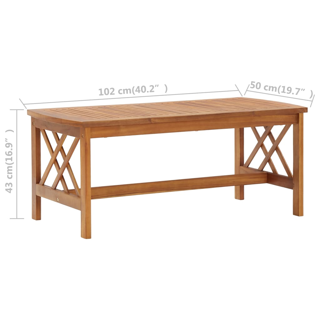 Tavolino da Caffè 102x50x43 cm in Legno Massello di Acacia - homemem39