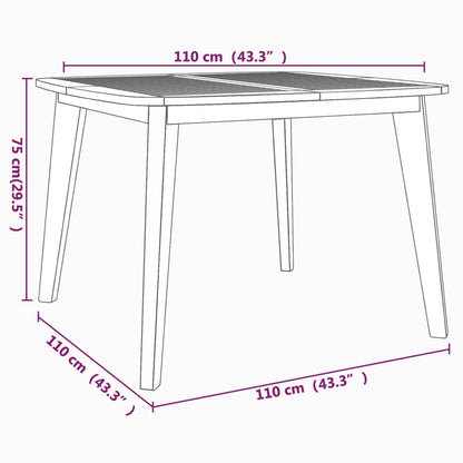 Tavolo da Giardino 110x110x75 cm Legno Massello Di Acacia - homemem39