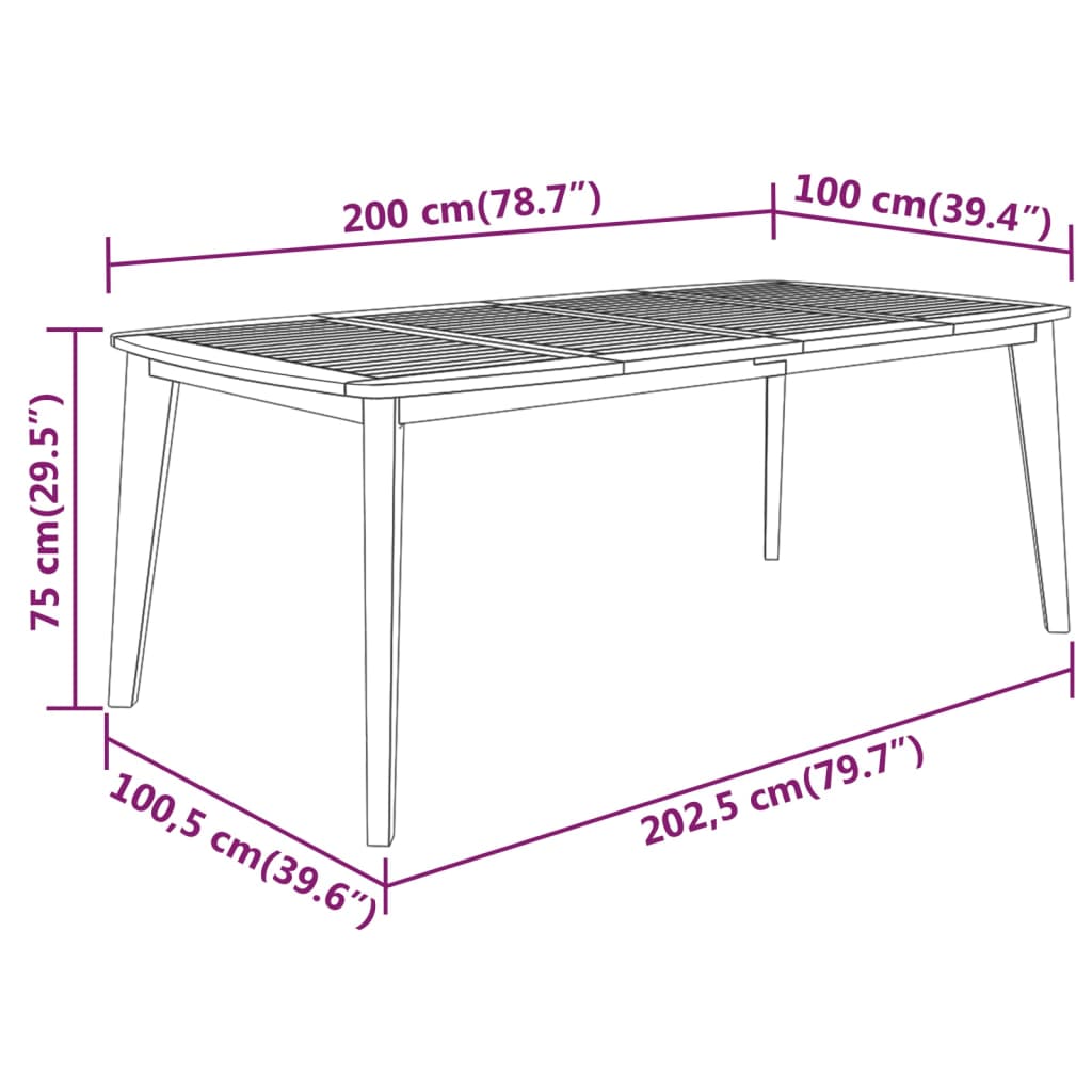 Tavolo da Giardino 200x100x75 cm Legno Massello di Acacia - homemem39