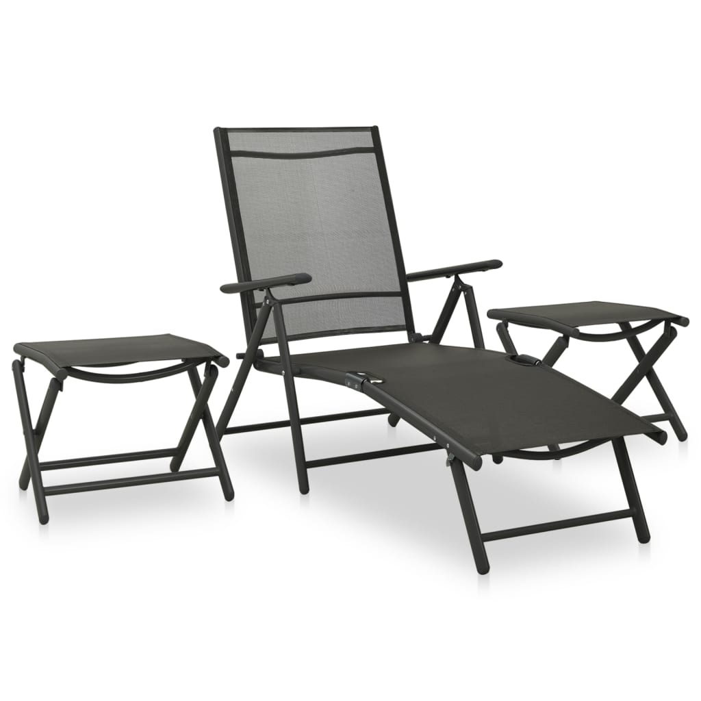 Set Divani da Giardino 3 pz in Textilene e Alluminio Nero - homemem39