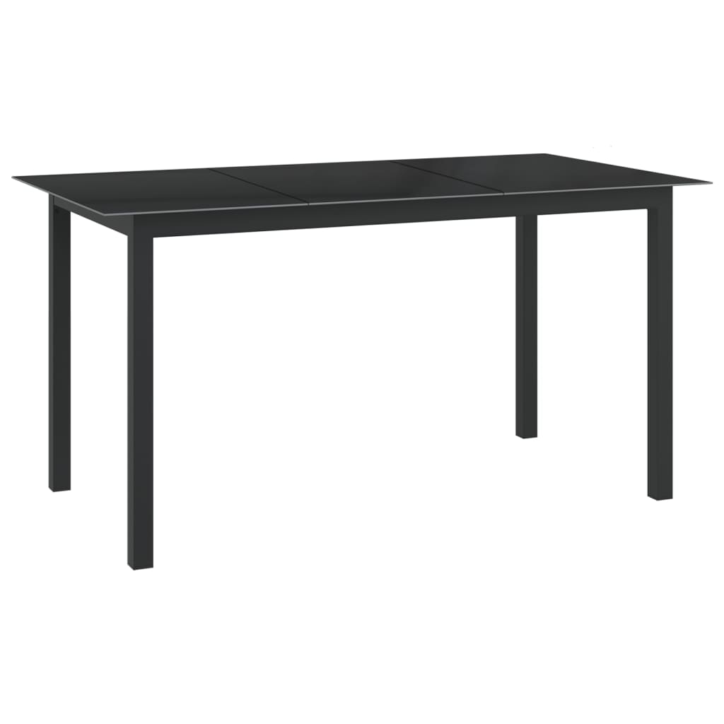 Tavolo da Giardino Nero 150x90x74cm in Alluminio e Vetro - homemem39