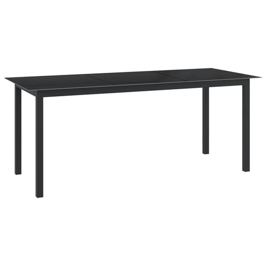 Tavolo da Giardino Nero 190x90x74 cm in Alluminio e Vetro - homemem39