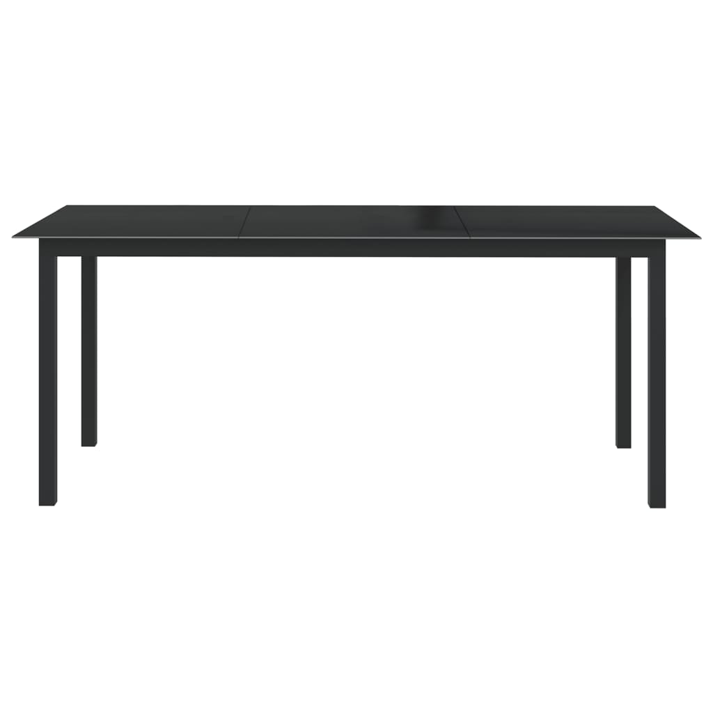 Tavolo da Giardino Nero 190x90x74 cm in Alluminio e Vetro - homemem39