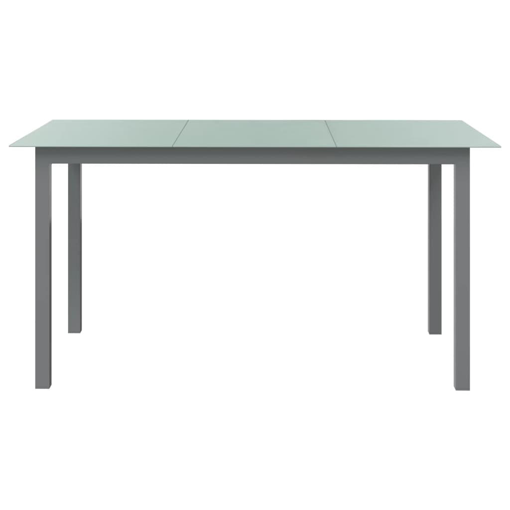 Tavolo da Giardino Grigio Chiaro 150x90x74cm Alluminio e Vetro - homemem39