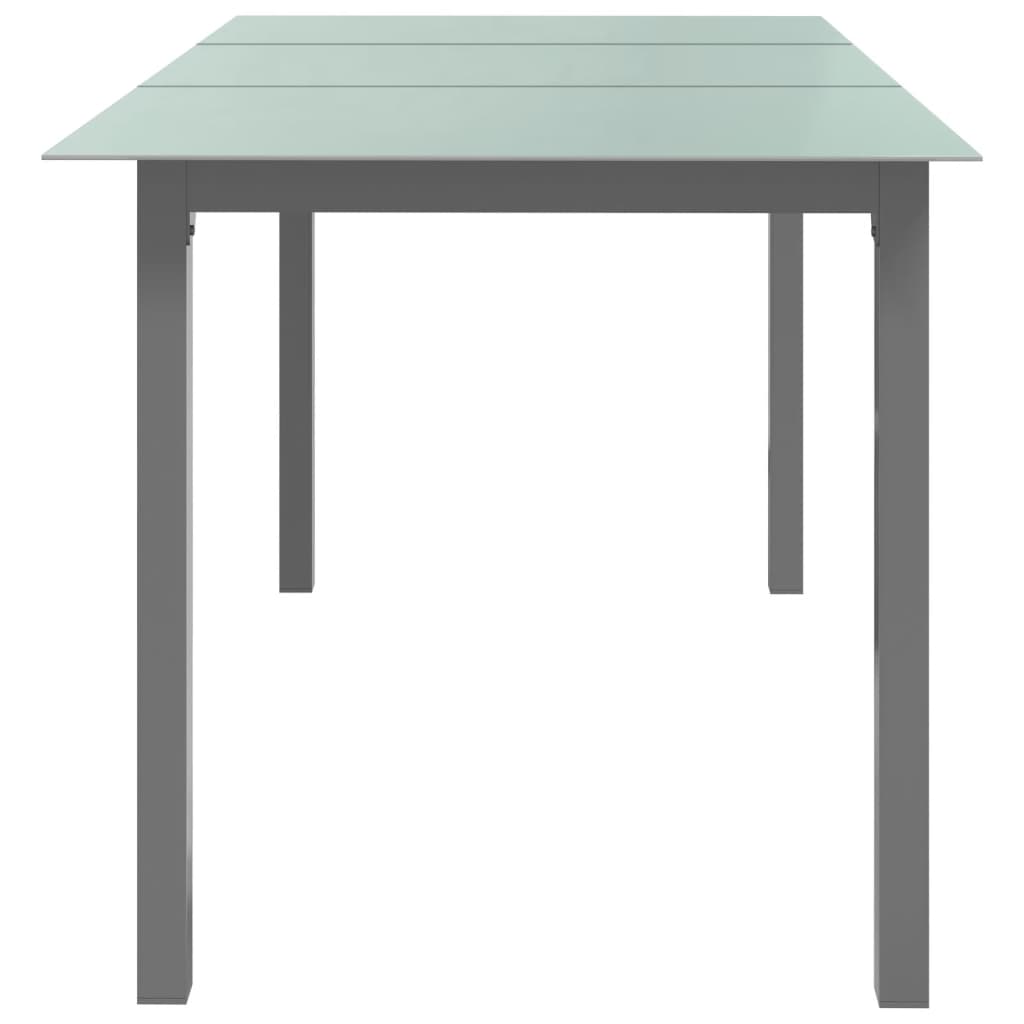 Tavolo da Giardino Grigio Chiaro 150x90x74cm Alluminio e Vetro - homemem39