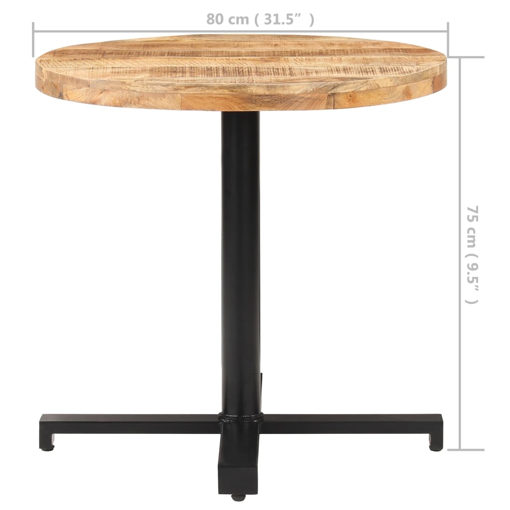 Tavolino da Bistrot Rotondo Ø80x75 cm in Legno di Mango Grezzo - homemem39
