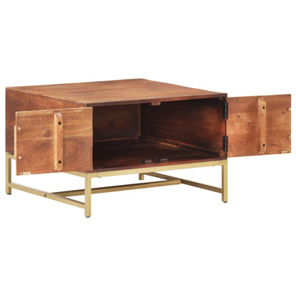 Tavolino da Caffè Marrone Miele 67x67x45 cm in Massello Acacia - homemem39