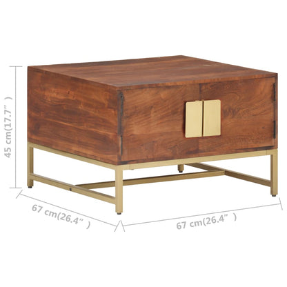 Tavolino da Caffè Marrone Miele 67x67x45 cm in Massello Acacia - homemem39