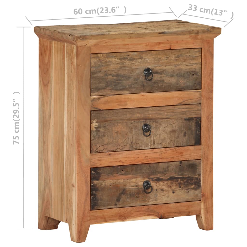 Credenza 60x33x75 cm in Legno Massello di Acacia e di Recupero - homemem39