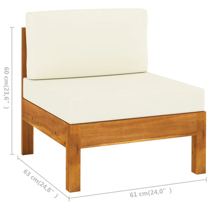 Divani Centrali 2 pz con Cuscini Bianco Crema Massello Acacia - homemem39