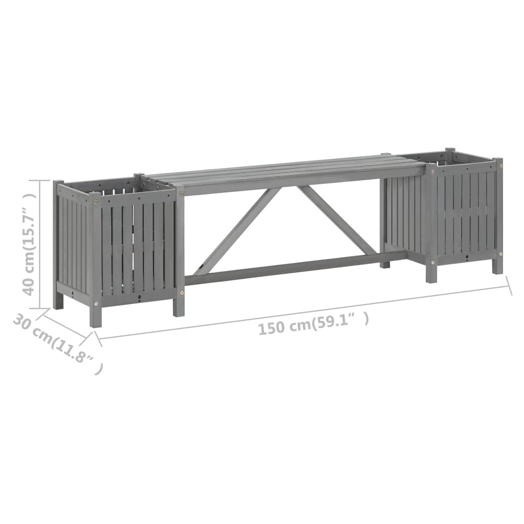 Panca da Giardino con 2 Fioriere 150cm Legno Massello di Acacia - homemem39