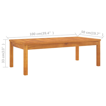 Tavolino da Caffè 100x50x33 cm in Legno Massello di Acacia - homemem39