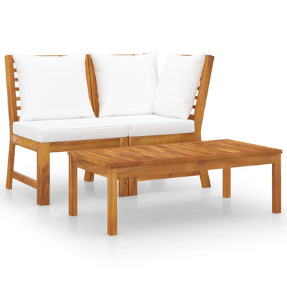 Set Divani da Giardino 3 pz con Cuscini Crema in Legno Acacia - homemem39