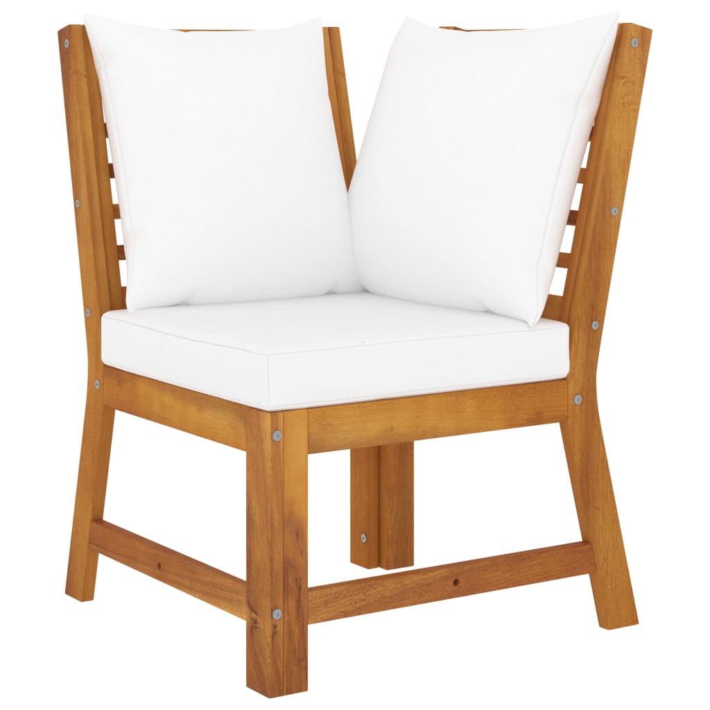 Set Divani da Giardino 3 pz con Cuscini Crema in Legno Acacia - homemem39