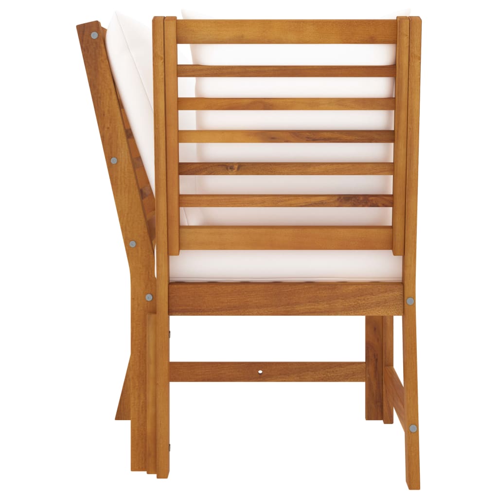 Set Divani da Giardino 3 pz con Cuscini Crema in Legno Acacia - homemem39