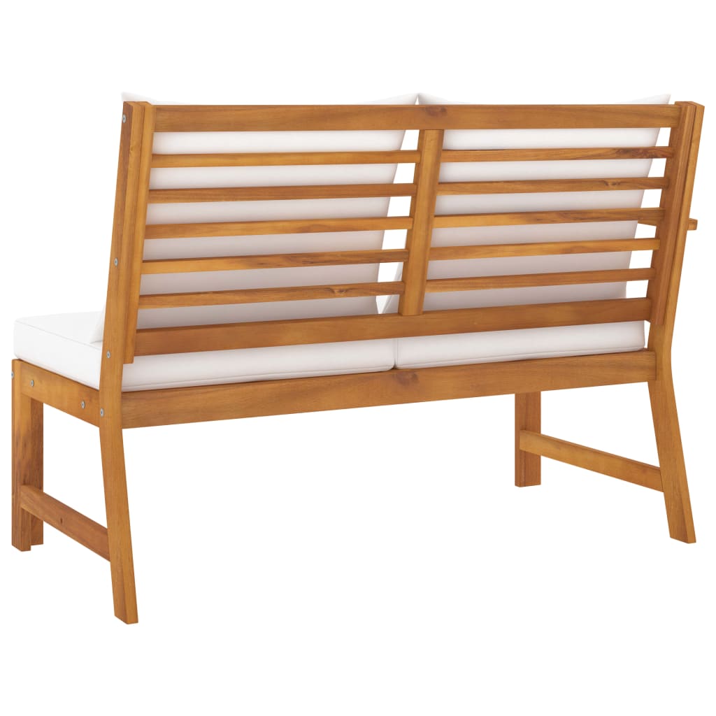 Panca da Giardino 114,5 cm con Cuscino Crema in Legno di Acacia - homemem39